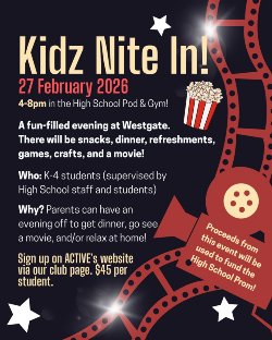Flyer for Kidz Nite In Feb, 27 2026 - Kids Stay & Play - Parents Get Away! 